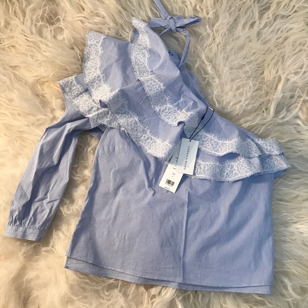 VERONICA BEARD Isla Ruffle One-Shoulder Blouse - Picture 2 of 8